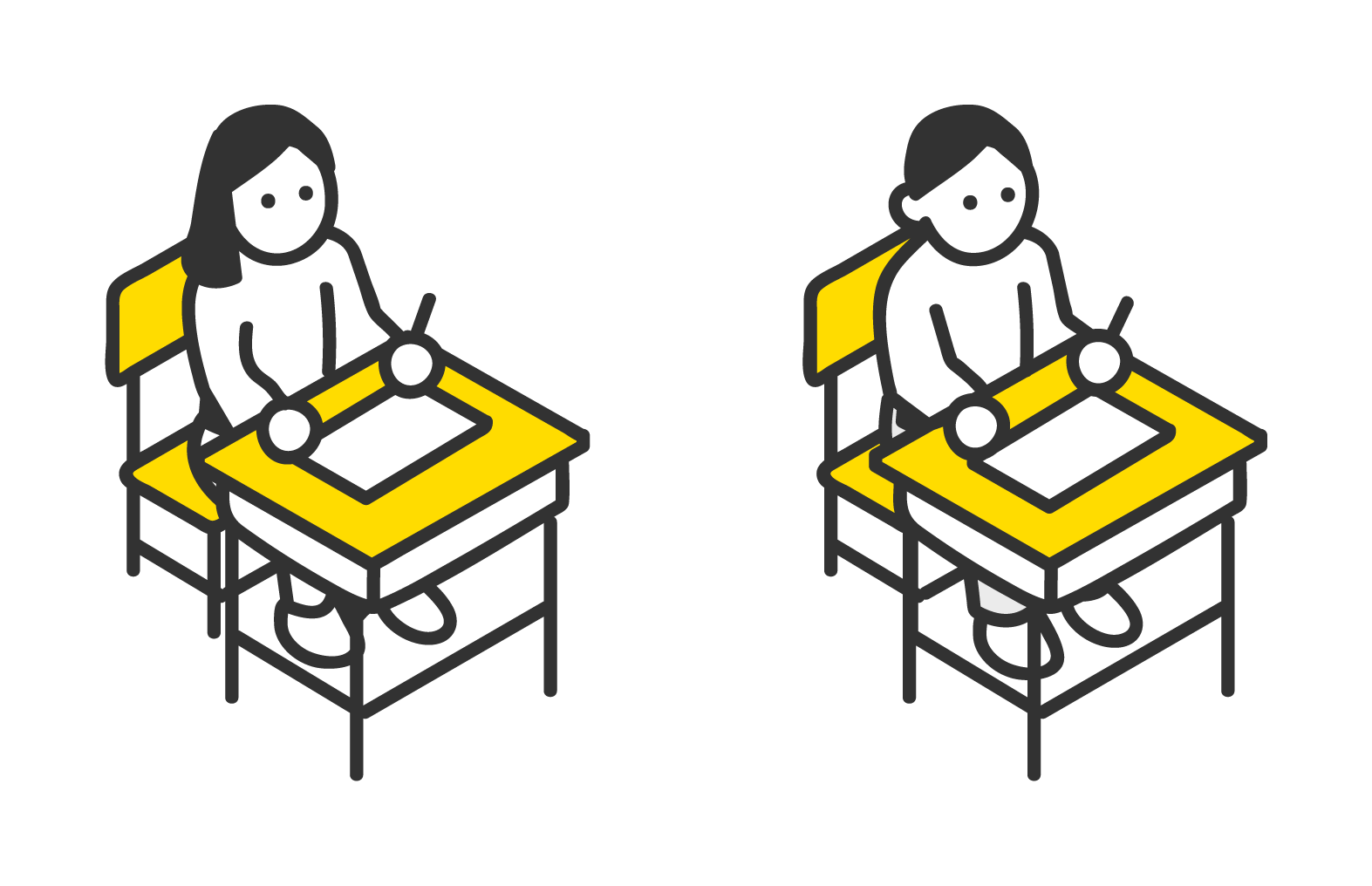 答案に取り組む受験生のイラスト